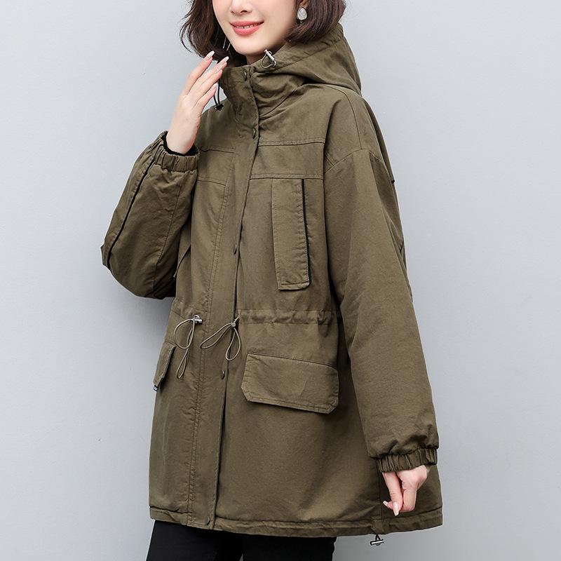 Women's Mid-Length Parka - 2024 Winter Loose-Fit Fashionable Fleece-Lined Cotton Coat