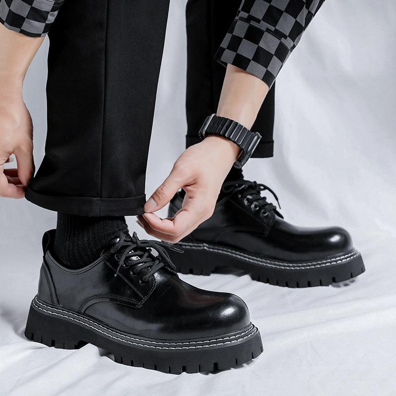 Летние туфли на платформе из кожи, мужские туфли в британском стиле с большой головой, низкие туфли Martin, модные туфли дерби 3010-R