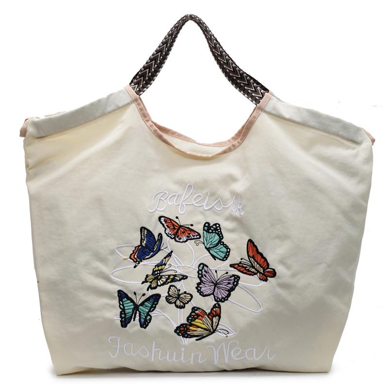 Women's Bag New Nylon Embroidered Bag Fashionable Large-capacity Portable Shoulder Shopping Bag