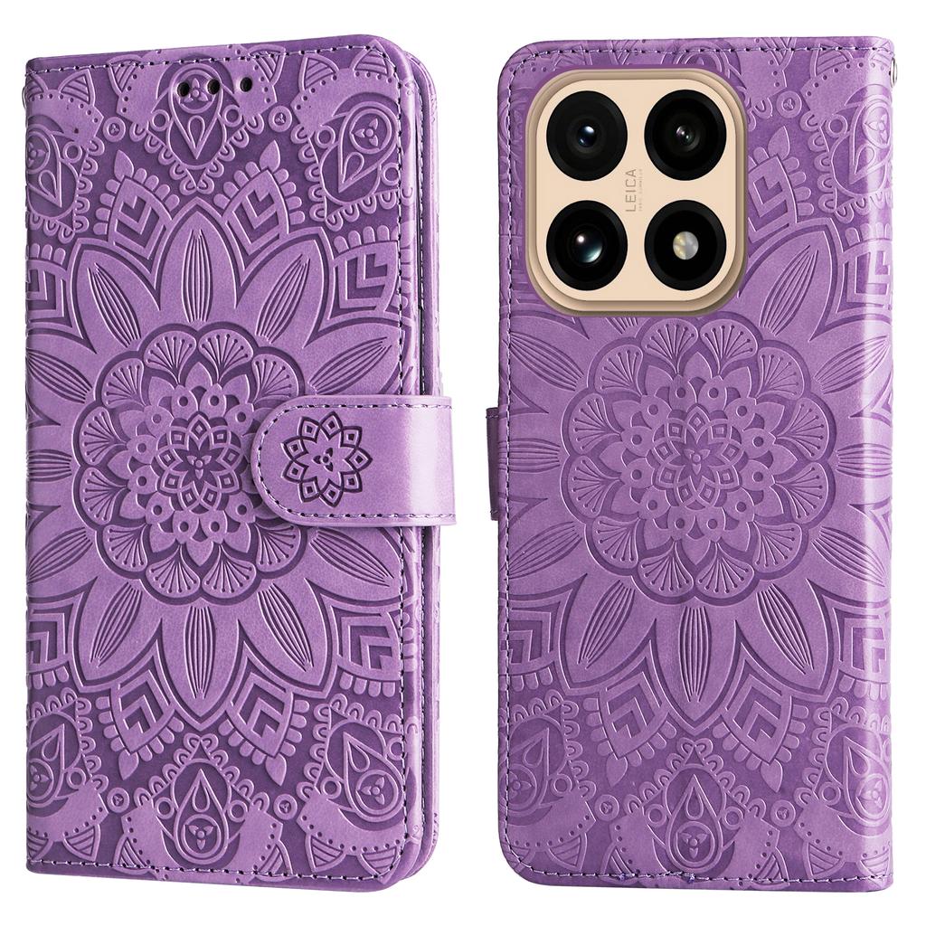 Для Xiaomi 15T Чехол Кожаный кошелек с оттиском подсолнуха Чехол для телефона