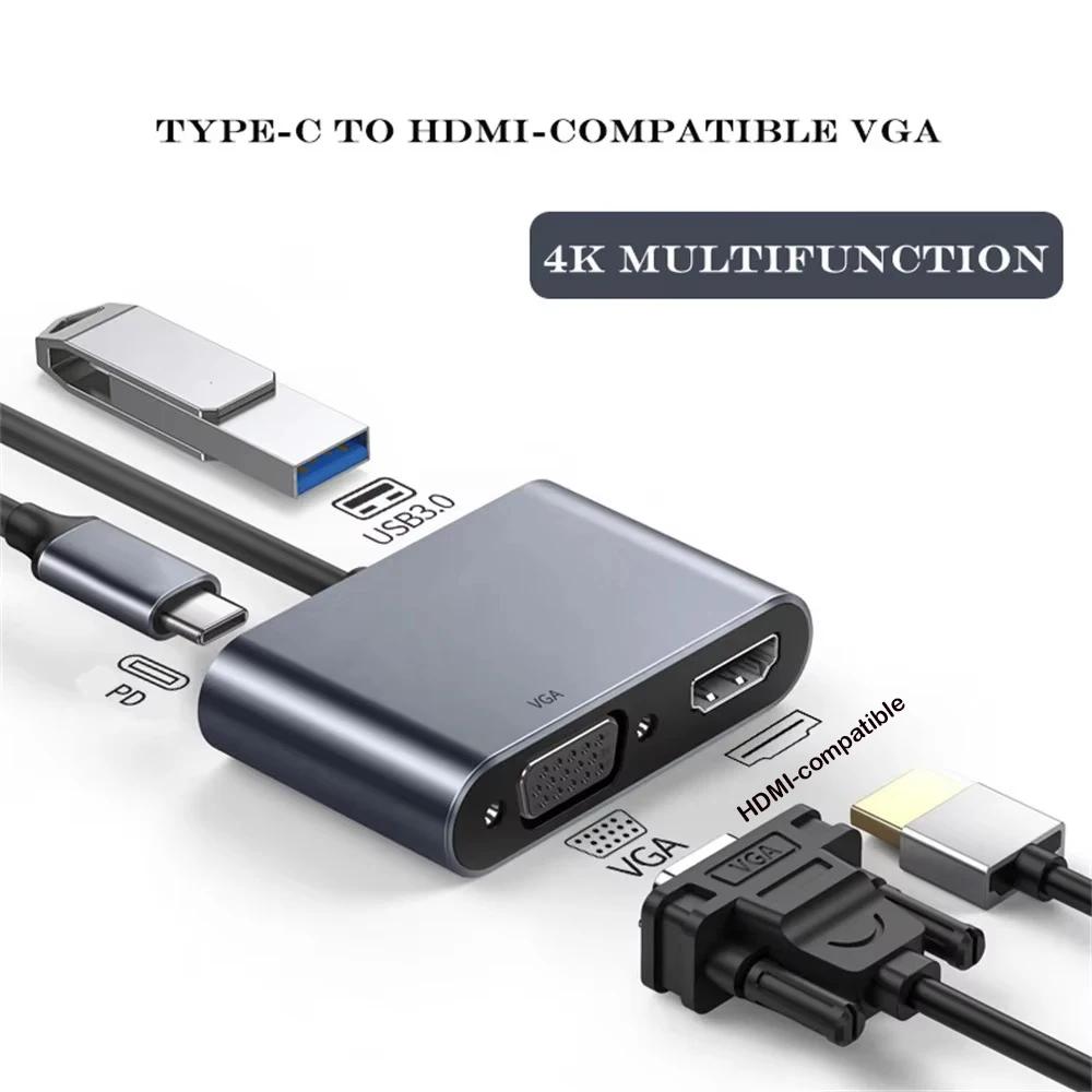 Адаптер USB C на HDMI-совместимый VGA Type-C цифровой AV многопортовый конвертер Thunderbolt 3 для 4K 1080P быстрой зарядки для MacBook