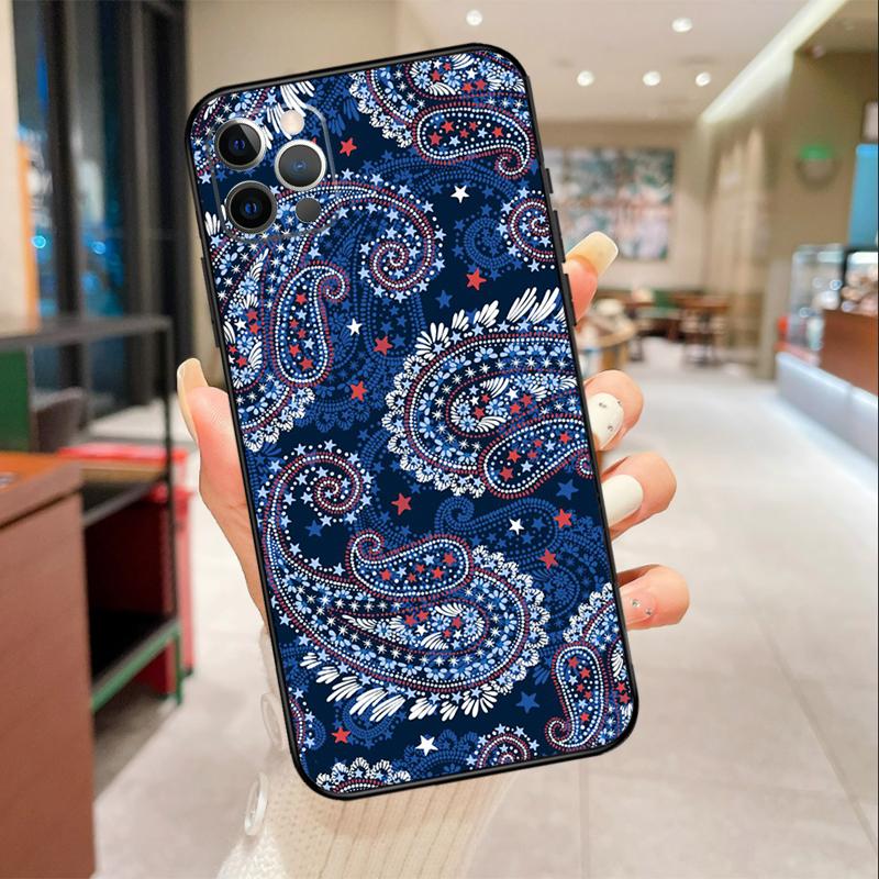 Чехол для телефона с узором пейсли для iPhone 17 16 15 14 13 11 12 Pro Max mini 16 Plus 16e 17 Air Защитный чехол
