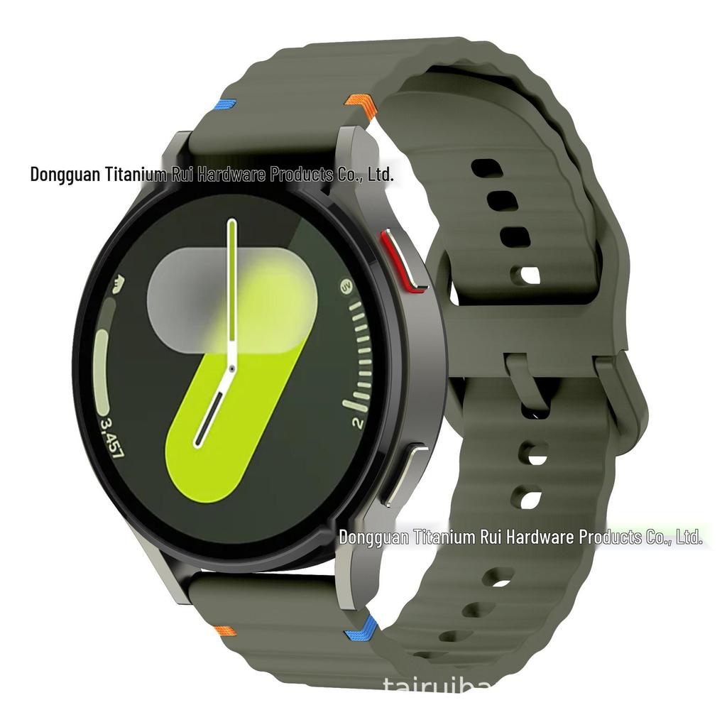 Силиконовый ремешок с быстросъемным креплением для Samsung Galaxy Watch 7/6/5/4 с волновой прострочкой