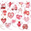 36 Pcs Valentine's Day Hanging Swirl Decorations Set,Happy Valentines Day Party Hanging Love Heart Foil Ceiling Swirl Decorations for Wedding