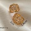 Luxury Gold Color Multilayer Opening Rings for Women Retro Zircon Adjustable Finger Ring Girl Personality Jewelry