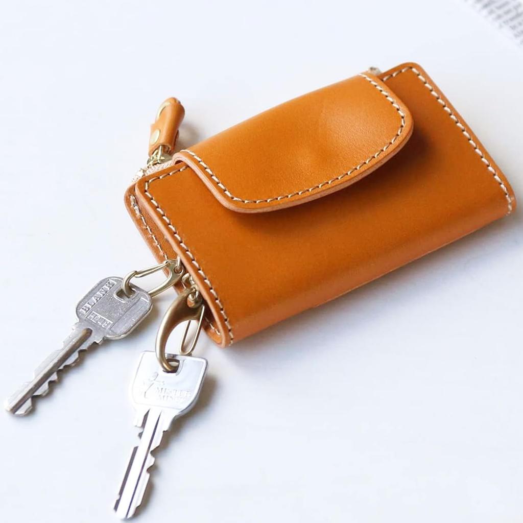 Чехол для ключей с кошельком для монет из натуральной кожи, интегрированный 4-рядный кожаный чехол для ключей Tochigi, держатель для ключей бренда Porco Rosso, сделано в Японии