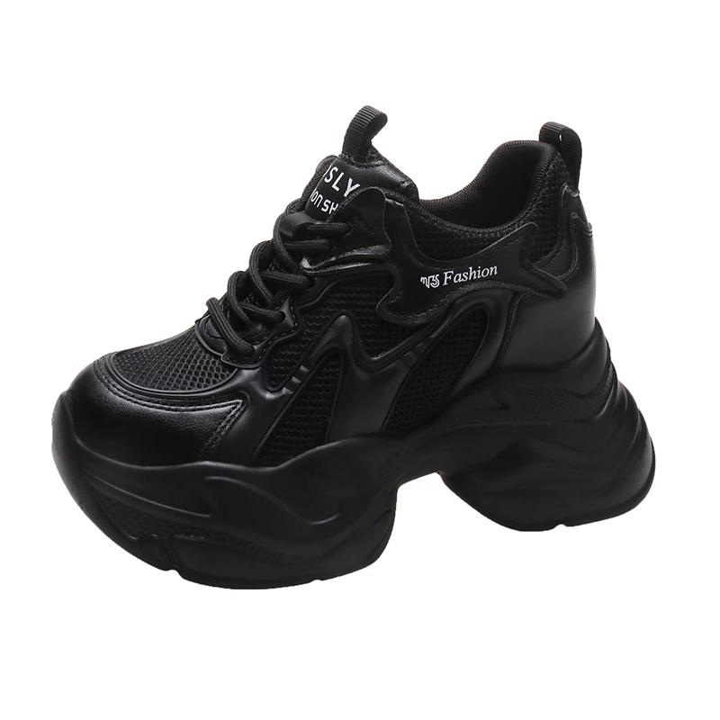 Модные женские весенние нескользящие массивные кроссовки на толстой подошве, женская повседневная обувь в стиле «папа», на шнуровке, платформа 10 см, вулканизированная обувь для женщин