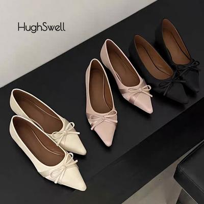 Модные Роскошные Атласные Туфли-балетки с бантом Женские Остроносые Внутренний Каблук Балетки Женские Элегантные Вечерние Неглубокие Лоферы