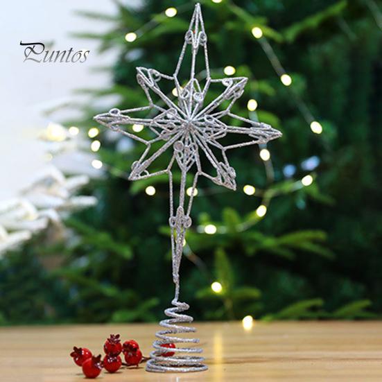 Верхняя часть рождественской елки со звездой сверкающего яркого цвета, нержавеющая полая конструкция, 3D украшение на вершине рождественской елки