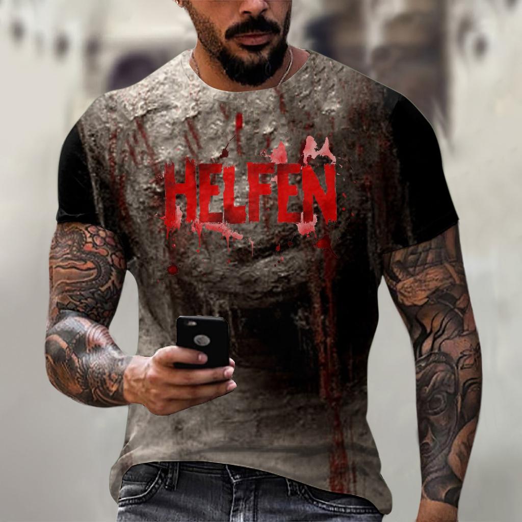 Мужская футболка с круглым вырезом и короткими рукавами с принтом на Хэллоуин, похожая на хлопок