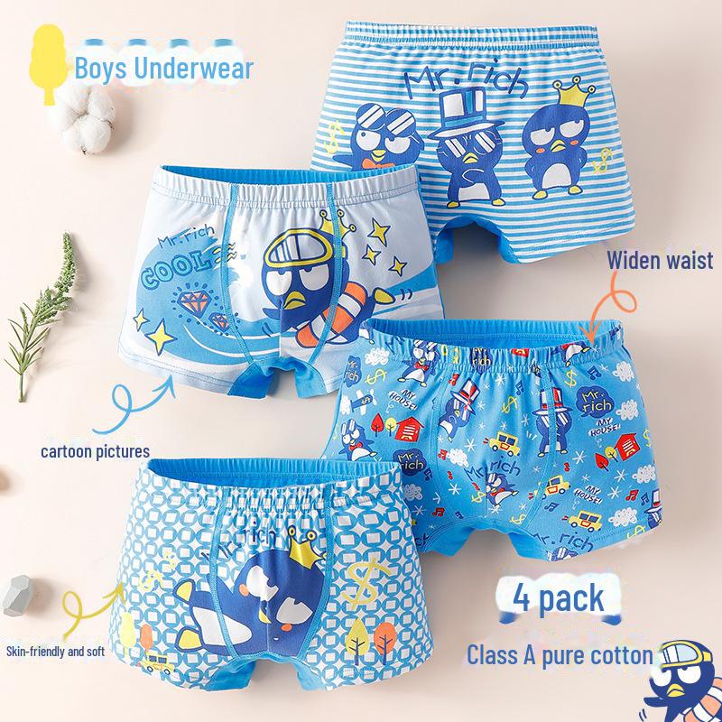 Трусы-боксеры из чистого хлопка типа А для мальчиков, с рисунком из мультфильмов, возраст 3-8 лет