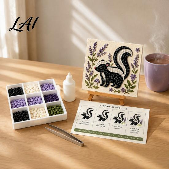 Faith Themed Gift DIY Sea Glass Mosaic Art Kit 3D Forest Animal Craft Set with Bible Study Crafts Colorful Pieces for Adults Beginners Handmade