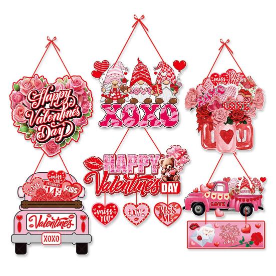 Подвеска на День святого Валентина, мультяшный дверной подвесной орнамент, романтический праздничный дверной знак для украшения дома, вечеринки
