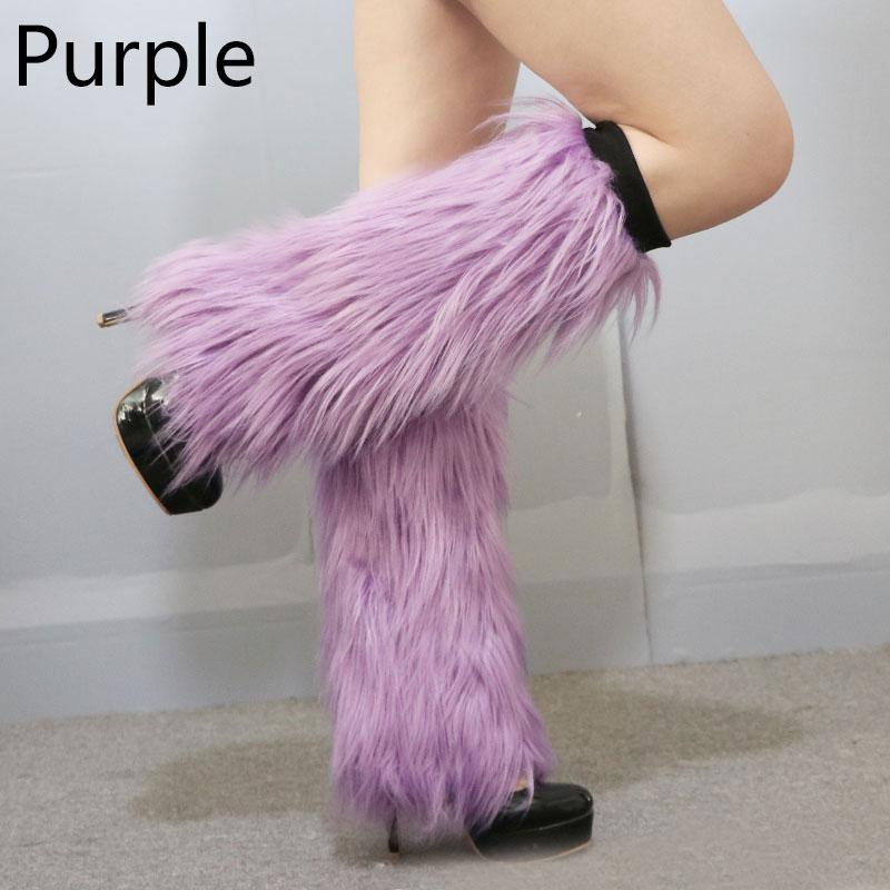 Женские гетры в стиле Лолиты Rave Fluffies из искусственного меха, согревающие гетры с рукавами для ног, зимние бахилы в стиле Харадзюку