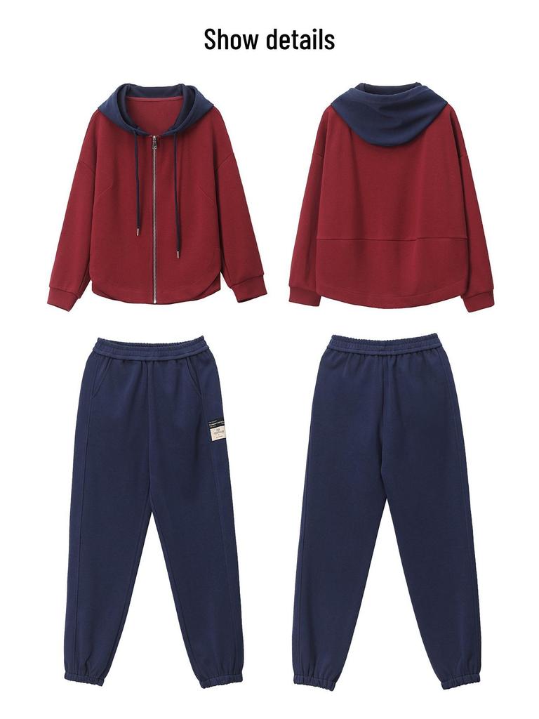 Женский спортивный костюм большого размера - Стильный осенний костюм-двойка для мам среднего возраста