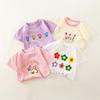 Малыш Ребенок Девочки Одежда Лето Хлопковая Футболка Короткий Рукав Младенец Топ Мультяшный Цветочный Принт Детская Футболка
