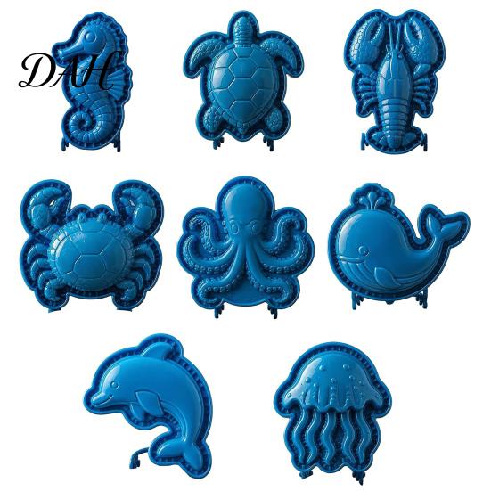 Cute Sea Life Baking Supplies Marine Animal Mini Pie Mold, Durable Non-stick Reusable Dough Cutter, Decorative DIY Fruit Making Molds Hand Press Tool