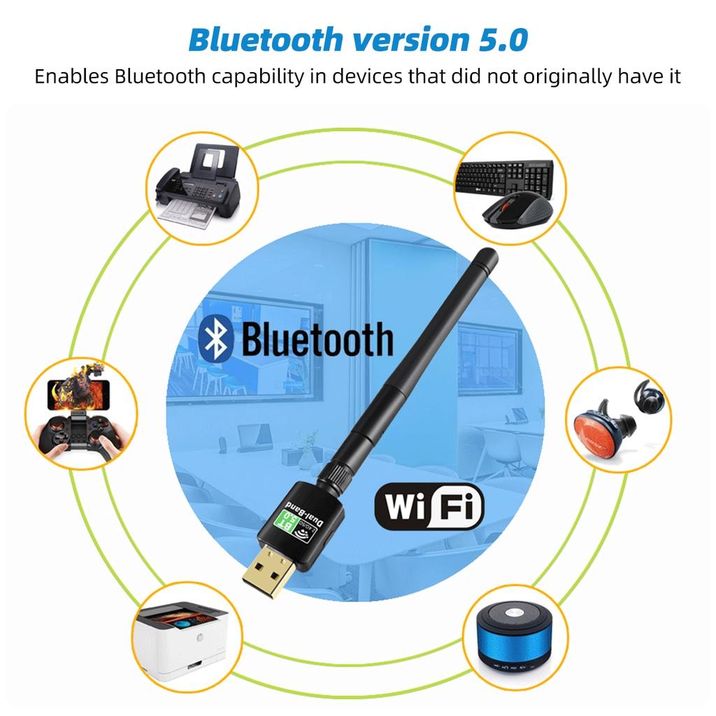 FONKEN 2 в 1 Bluetooth 5.0 Wi-Fi USB-адаптер 600 Мбит/с Сетевая карта Двухдиапазонная антенна 2,4 ГГц и 5,8 ГГц Ethernet для ПК Wi-Fi Windows/MAC OS