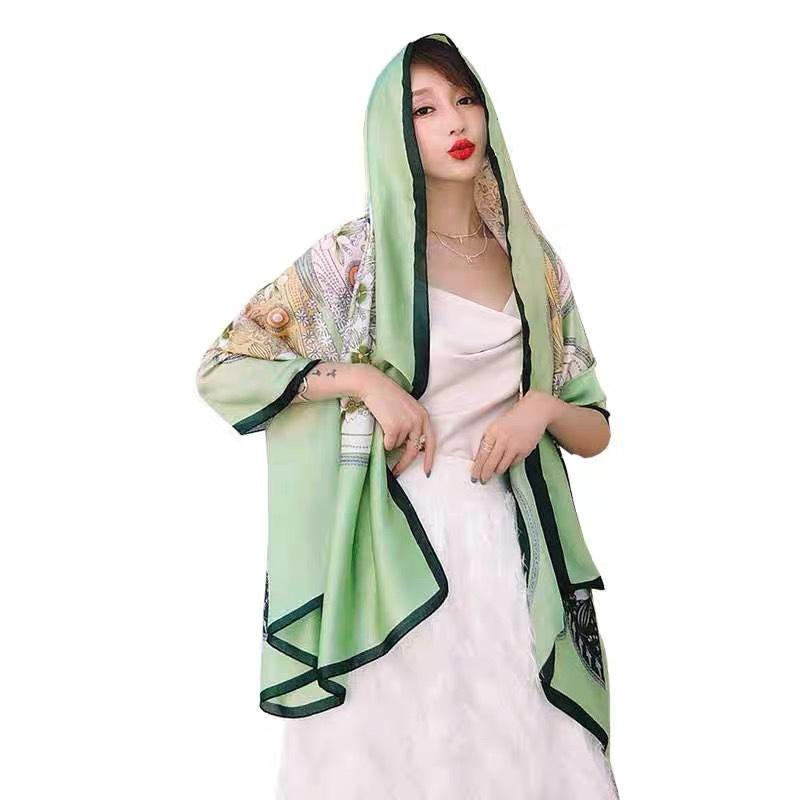 180*90cm Luxury Brand Women Summer Silk Scarves Shawl Lady Wrap Soft Female Europe Designer Beach Bandanna Foulard Muffler Pareo