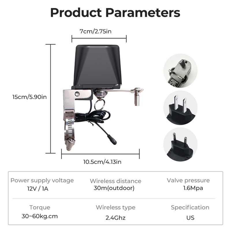 Feb.Wifi Robot Waterproof Valve Tuya Smart Remote Control APP Remote Control Water Pipe Gas Wireless Valve Switch US Plug
