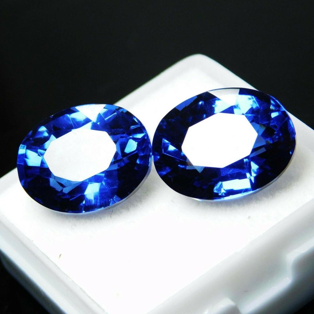 Natural Blue Tanzanite Loose Gemstone 15.90 ct Oval Shape Pair for Jewelry Making and Crafts