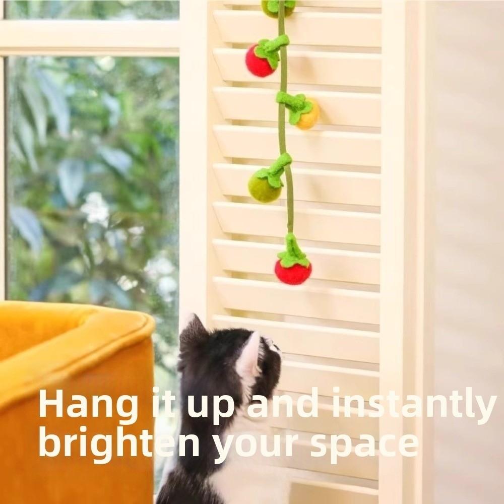 Cat Accessories Bite Resistant Tomato Cat Teaser with Bell Boredom Relief Cat Scratch Toy Teaser Rope Self Play