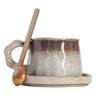 Fashion light luxury style kiln-changed ceramic coffee cup Dehua traditional handmade mug with spoon home gift creation