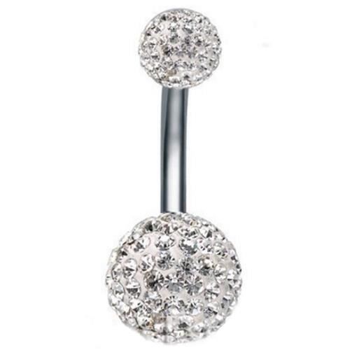 Белый кристалл, украшение для пирсинга пупка, стальной хрустальный шар 10 мм