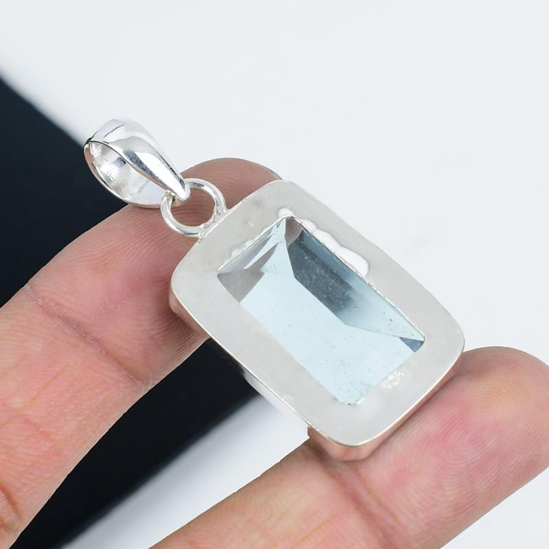 Изящная подвеска с драгоценным камнем аква-апитит из стерлингового серебра 925 пробы — дизайн ручной работы, повседневные украшения, уникальные подарки на день рождения с аква-апититом