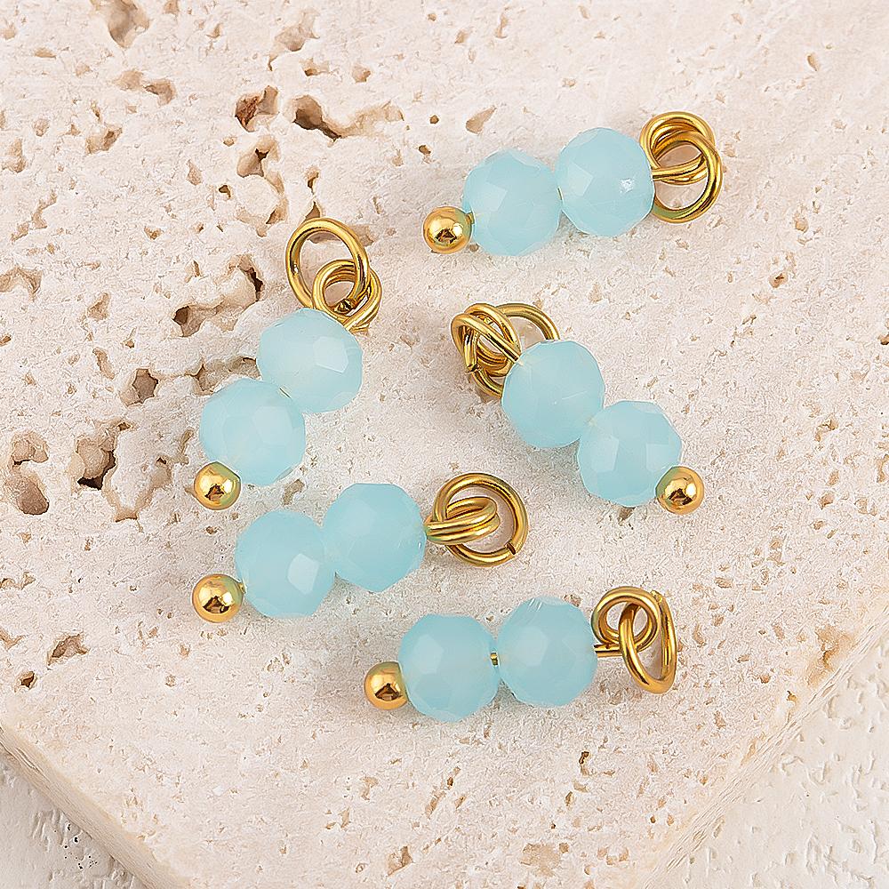 5pcs Colored Crystal Double Beads Charm Stainless Steel Earring Charms for Women DIY Handmade Necklaces Bracelet Jewelry Making