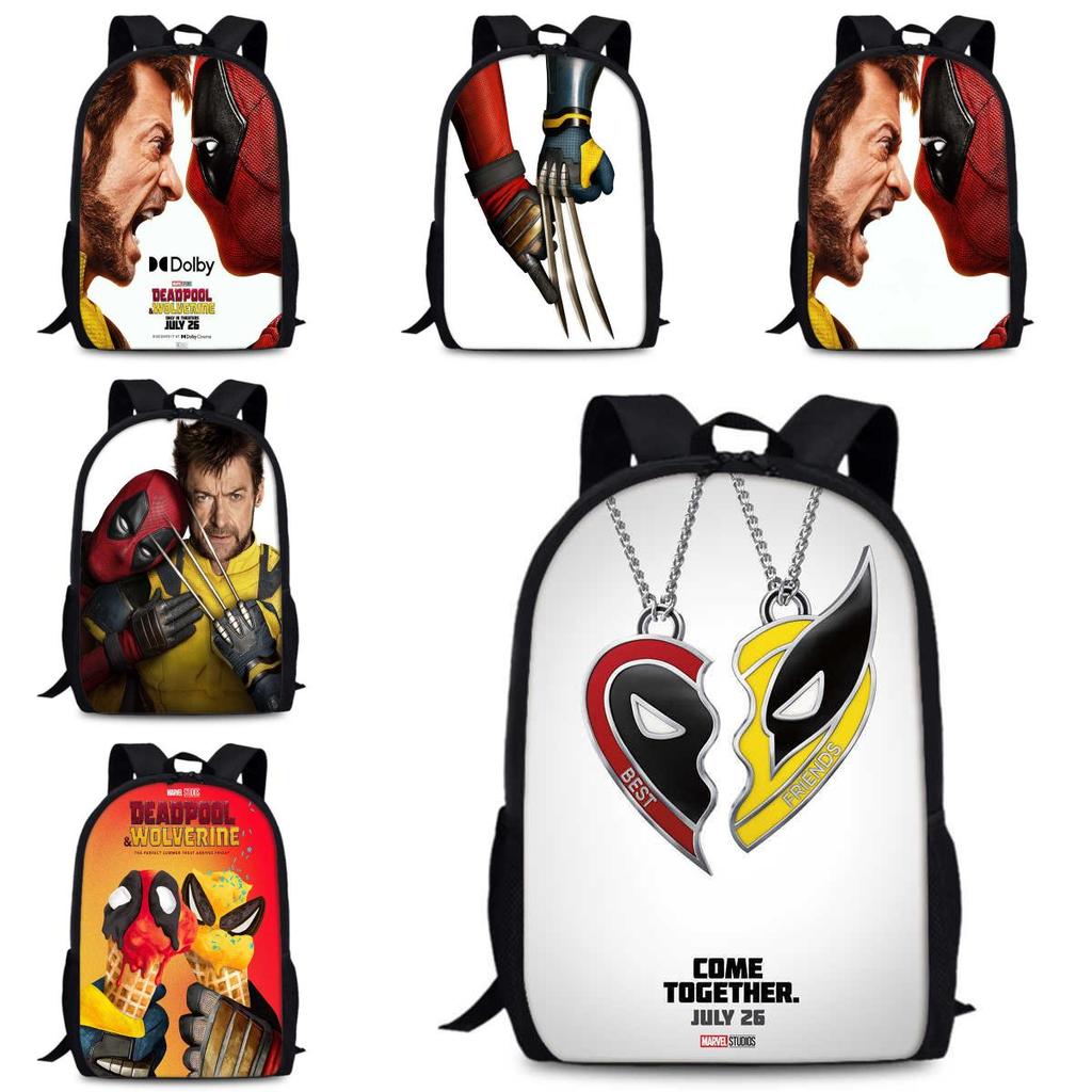 Deadpool And Wolverine Backpack Durable Oxford Fabric 15-inch Student Bag