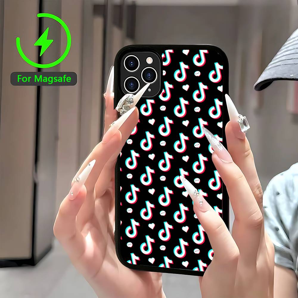 Чехол для телефона с логотипом T-TikTok для iPhone 17 16 15 14 13 12 11 Pro Max Для беспроводной зарядки Magsafe Чехол