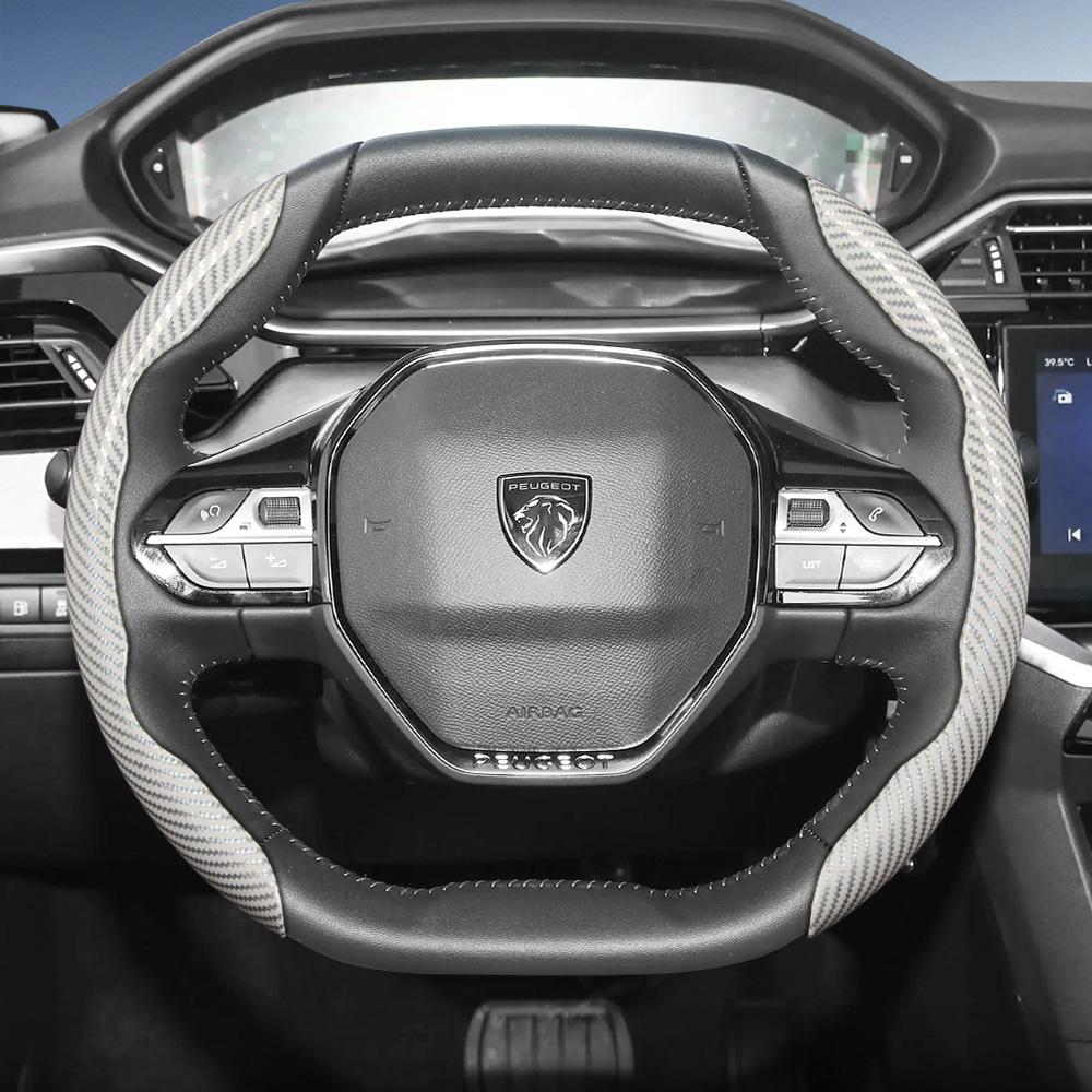 Suitable for Peugeot Carbon Fiber Texture Steering Wheel Cover with Segmented Quick-Release Design, Durable, for Models Such as 2 MM35