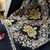 New Monochrome Embroidery Pattern Imitation Cashmere Scarf Women's Long Tassel Warm Extended Shawl