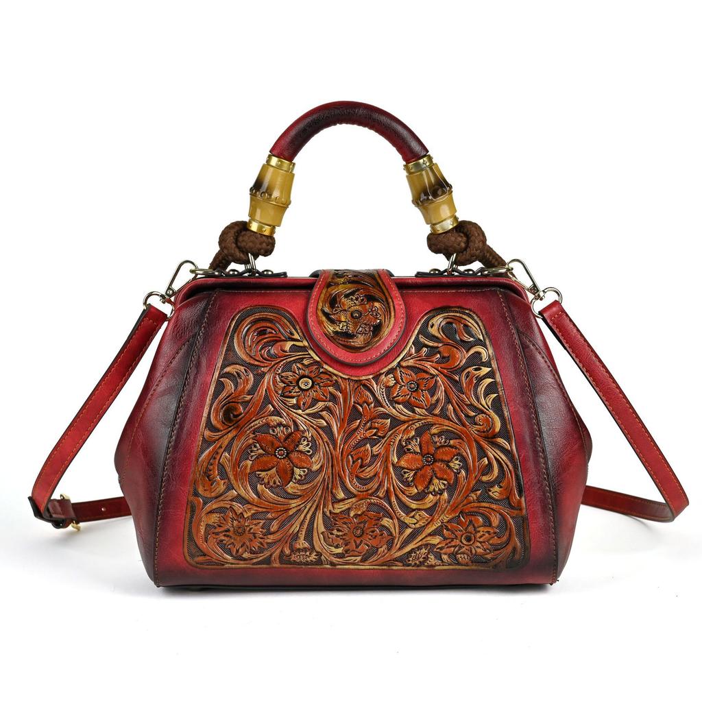 Johnature Роскошная сумка, винтажная кожаная сумка ручной работы с резной женской сумкой, универсальные женские сумки на плечо и через плечо