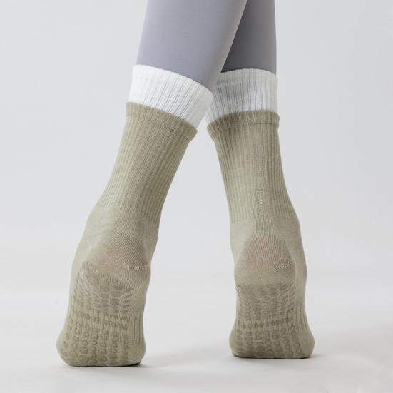 1 Pair Yoga Socks with Non-slip Gripper Breathable Moisture-Wicking Ballet Dance Fitness Pilates Athletic Gym Sports Mid-calf Socks