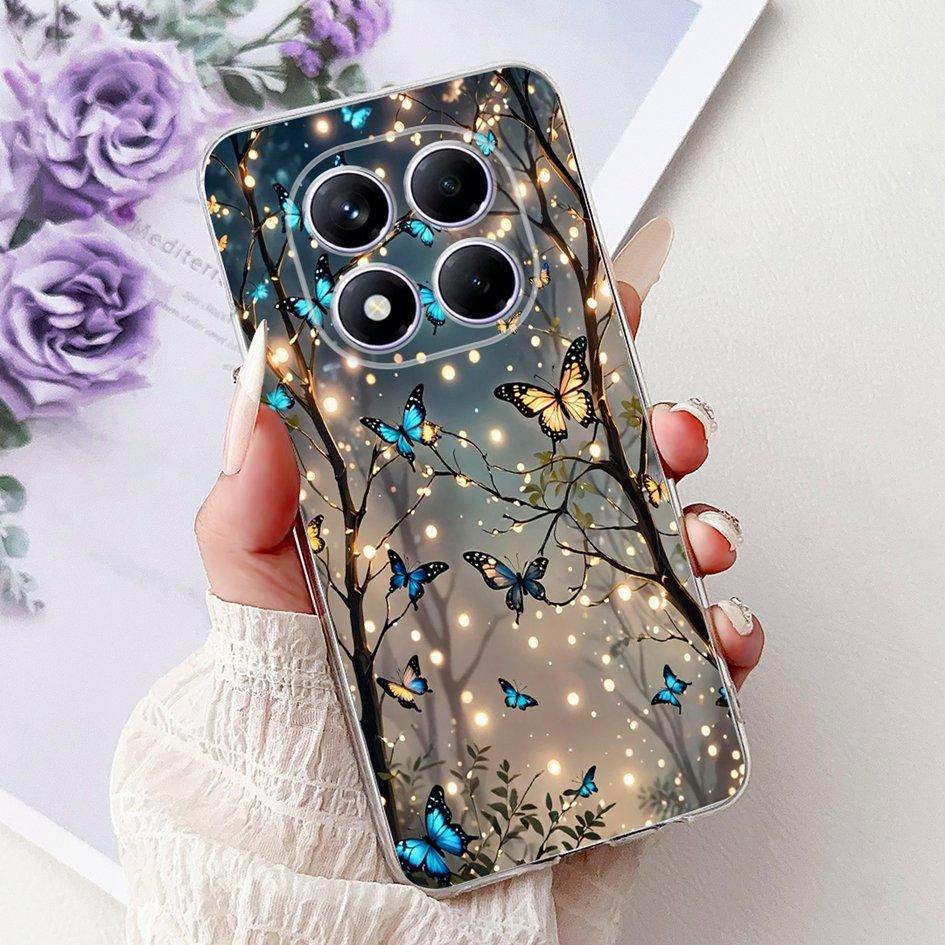 Чехол для Xiaomi Redmi Note 14 Pro Plus Милая клубника Сердце Любви Мягкий Силикон Прозрачная Крышка Для Redmi Note 14 Pro 5G Глобальный Чехол