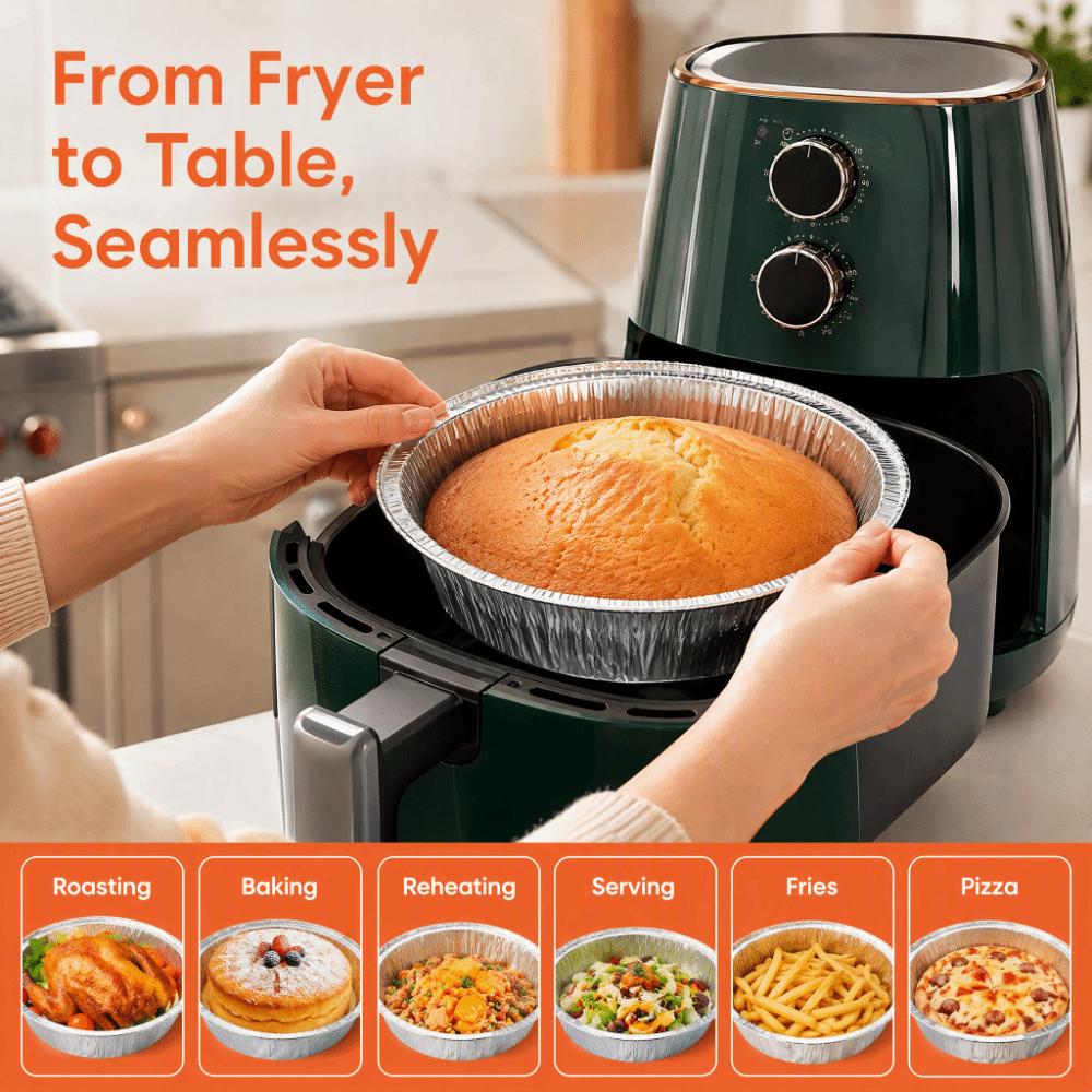 20PCS Food Grade Air Fryer Foil Baking Pan Aluminum Foil Tin Foil Pan Pizza Bread