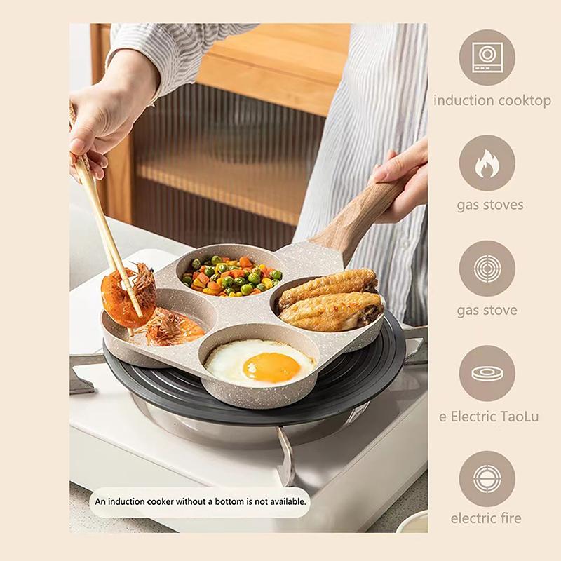 1 шт. 4-дырочная сковорода для блинов с яичницей, антипригарные сковороды, сковорода для 4 яиц, омлет, ветчина, кухонный инструмент для приготовления пищи