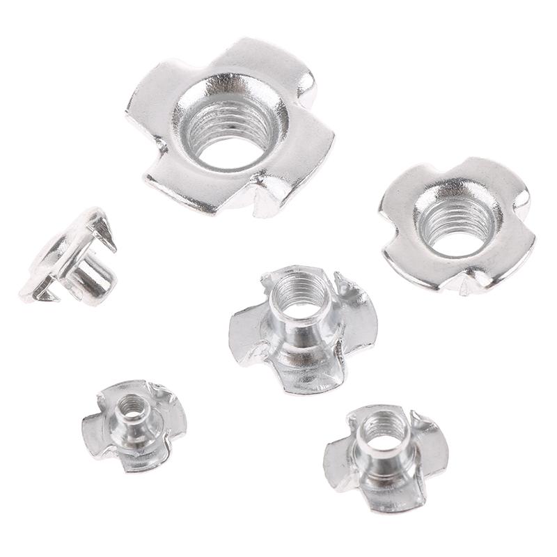 20 шт. M3 M4 M5 M6 M8 M10 оцинкованные гайки с четырьмя лапками для динамика T-образная гайка глухая зубчатая вставка T-образная гайка вставки