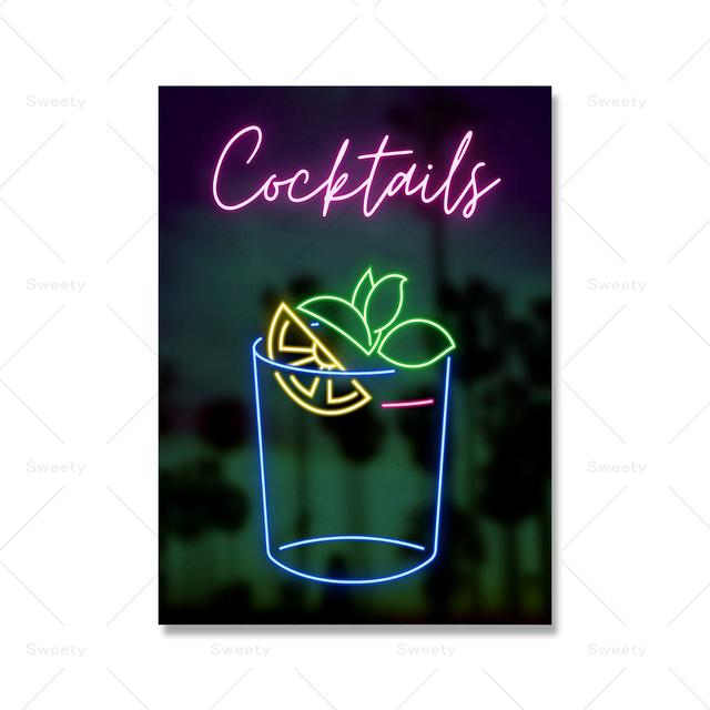 Пиво, Коктейль, Пицца, Вечеринка с Мороженым, Неоновые Принты, Тенденции В Настенном Искусстве, Плакаты, Украшение Общежития Колледжа