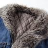 Unisex Vintage Americana Cotton Puffer Jacket With Faux Fur Collar Loose Fit Winter Warm Outerwear