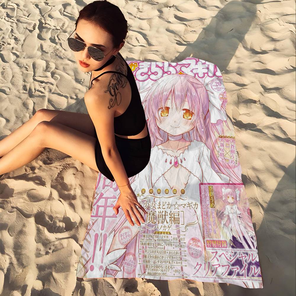 Puella Magi Madoka Magica Классическое аниме Микрофибра Пляжное полотенце Впитывающее Быстросохнущее Йога Плавание Курорт Полотенце для альпинизма