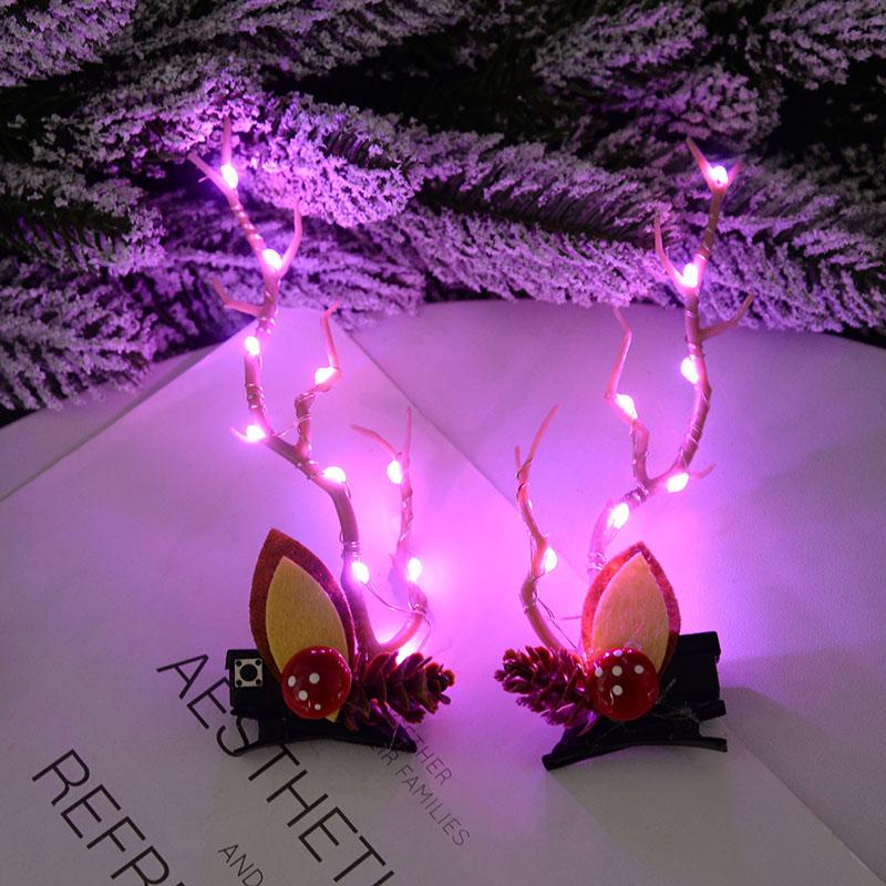 Рождественская светодиодная заколка для волос в виде рогов для женщин и девочек, светящиеся рога оленя, головной убор, аксессуары для волос, рождественский новогодний декор