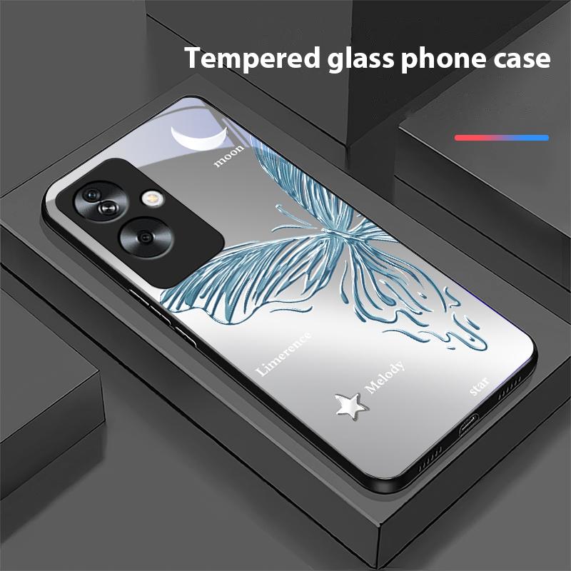 Металлический бампер-бабочка для Oppo A79 5G 58 78 74 60 4G Reno 11F Realme GT 6 11 Note 50 10 C55 X2 Закаленное стекло Черный чехол для телефона