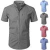 Men Small Plaid Button Down Shirt Summer New Short Sleeve Slim Fit Mens Dress Shirts Casual Checks Gingham Chemise Homme