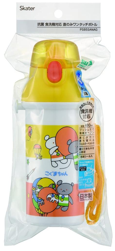 Пластиковая бутылка для воды Skater 480 мл, антибактериальная, сделано в Японии, детская Koguma-chan PSB5SANAG-A