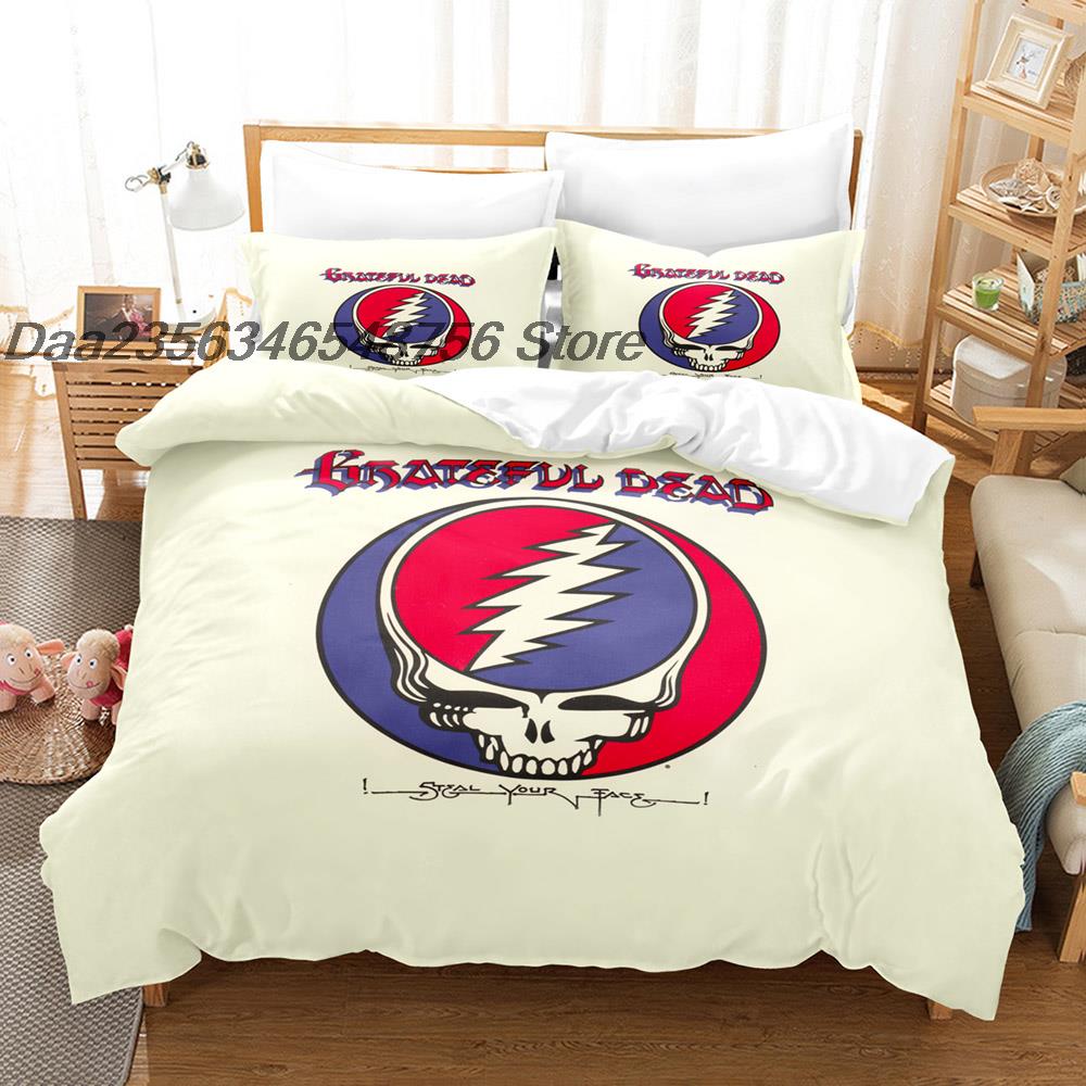 Хип-хоп Череп Grateful Dead Комплект постельного белья Односпальный Двуспальный Полный Кинг-сайз Размеры Размеры Комплект постельного белья Взрослый Детская Спальня Комплекты пододеяльников