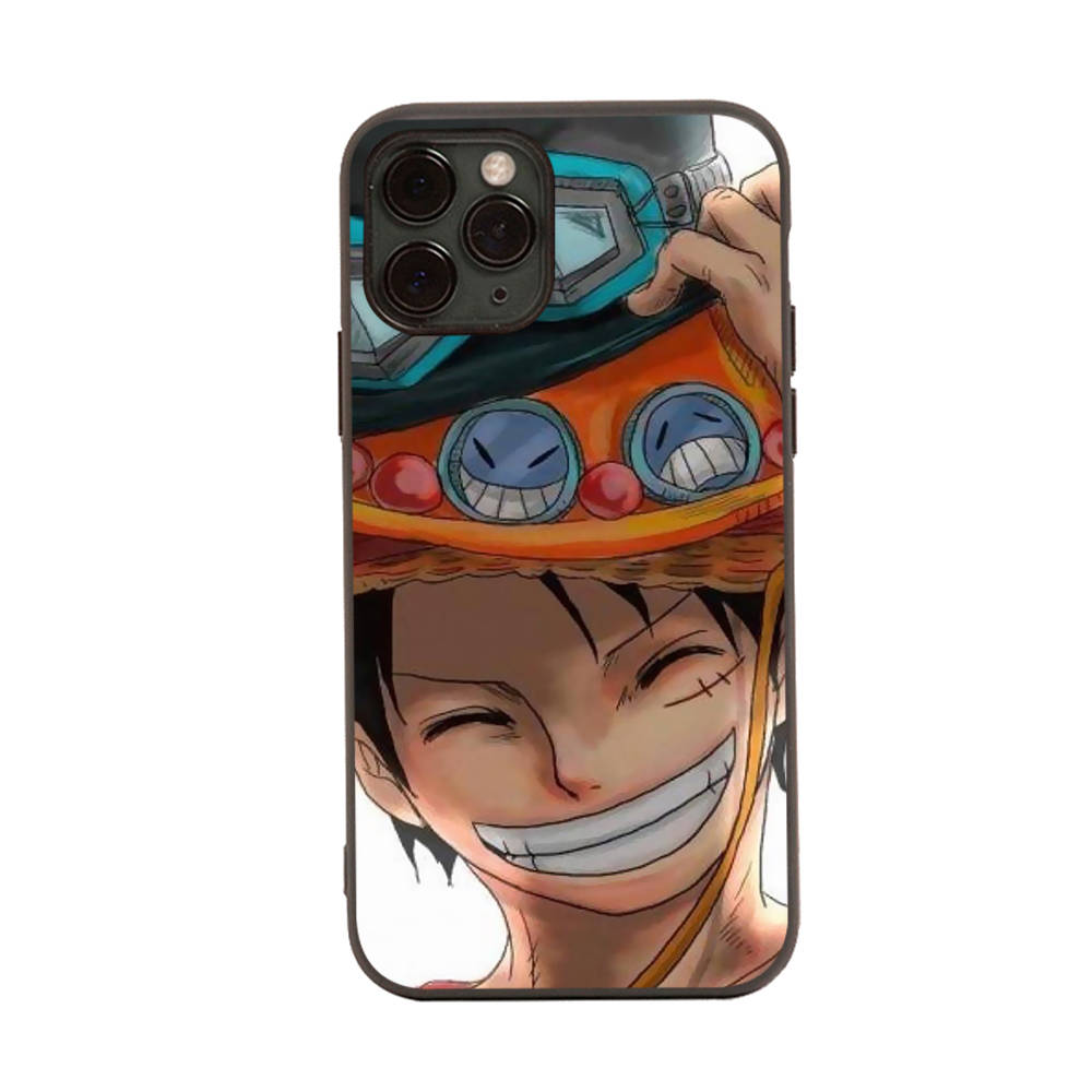 WD28 One Piece Luffy Black Sofe Case for iPhone 16 15 Plus 14 13 Pro 8 SE XR XS Max P30 Nova 5T Y5P Y6 Y7 Y8P Y9 Realme C30 C33 C31 VIVO Y36 V27