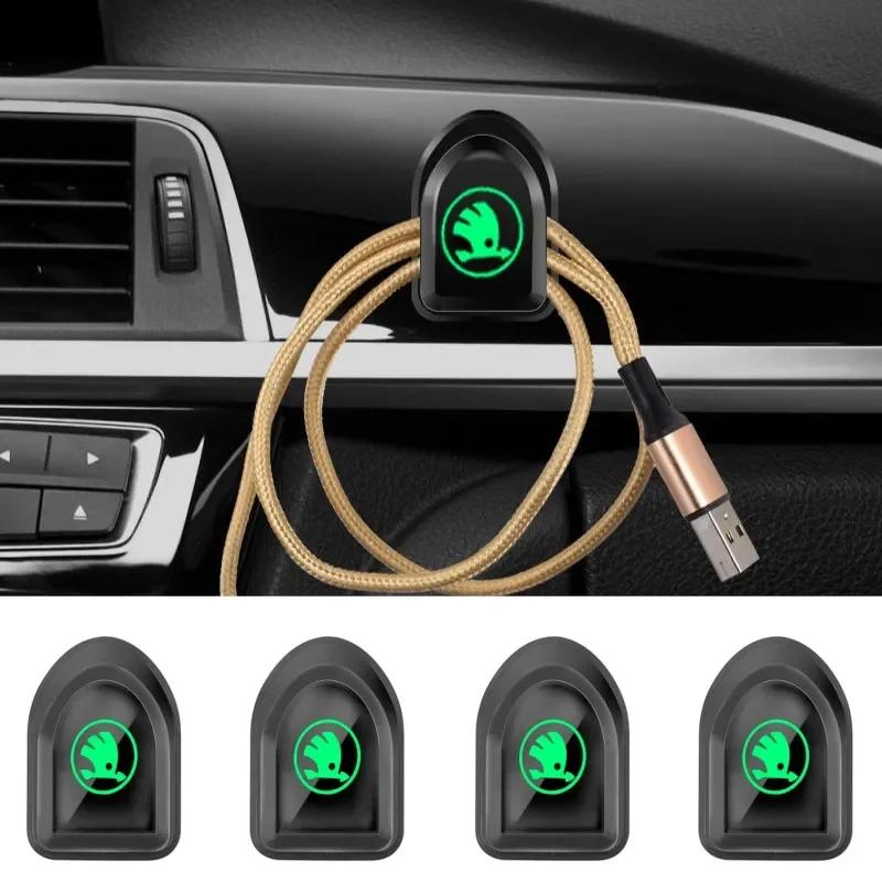 WMZW4 2/4pcs Car Seat Back Portable Luminous Hanging Hook for Skoda Octavia Yeti Rapid Superb Fabia Kodiaq Karoq Vision Roomster Scala